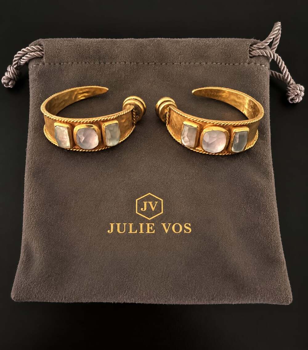 Julie Vos Three Stone Hoop Earrings